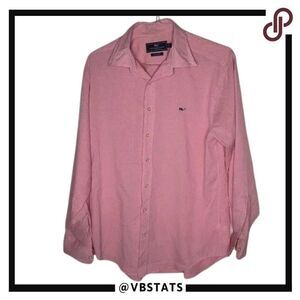 Vineyard Vines Pink and White Gingham Pattern Whale Shirt‎ in Size Large